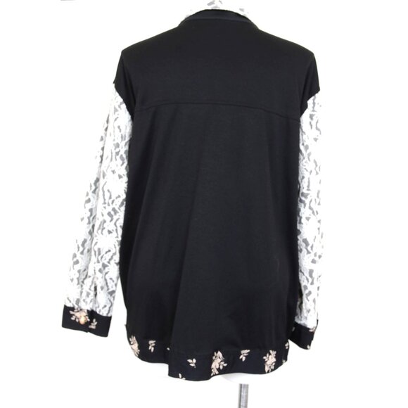 Lacy After Noon PLUS 2X Floral Lace Pearl Button Down Shirt Blouse Made in USA - Picture 6 of 12